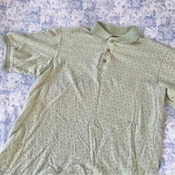 Vintage Polo Shirt Small Paisley Green Windham Pointe Short Sleeved Collared Dad - Picture 1 of 7